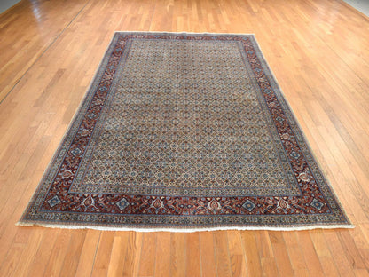 Tabriz Vintage hand-knotted wool rug in Ivory & Red, 6'7" x 9'10" — SKU O078529 (view 2)