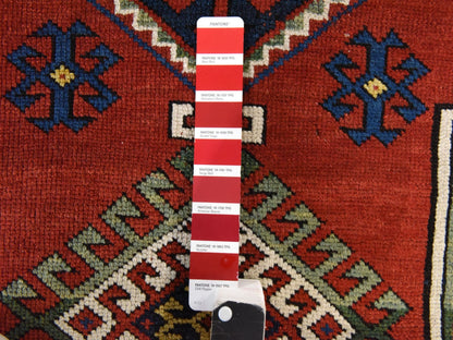 Kazak Antique hand-knotted wool rug in Red & Green, 4'9" x 7'1" — SKU O078531 (view 4)
