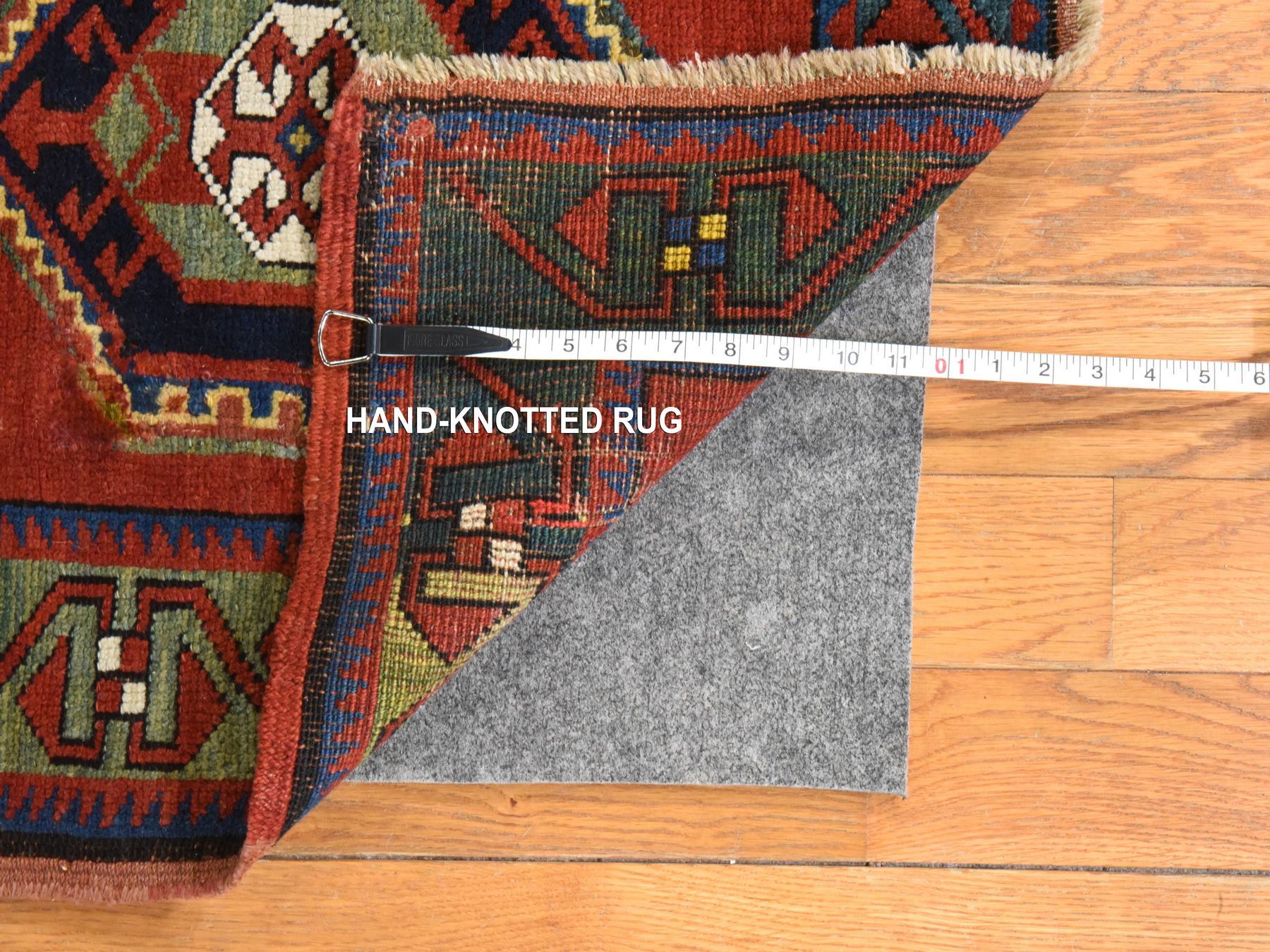 Kazak Antique hand-knotted wool rug in Red & Green, 4'9" x 7'1" — SKU O078531 (view 5)