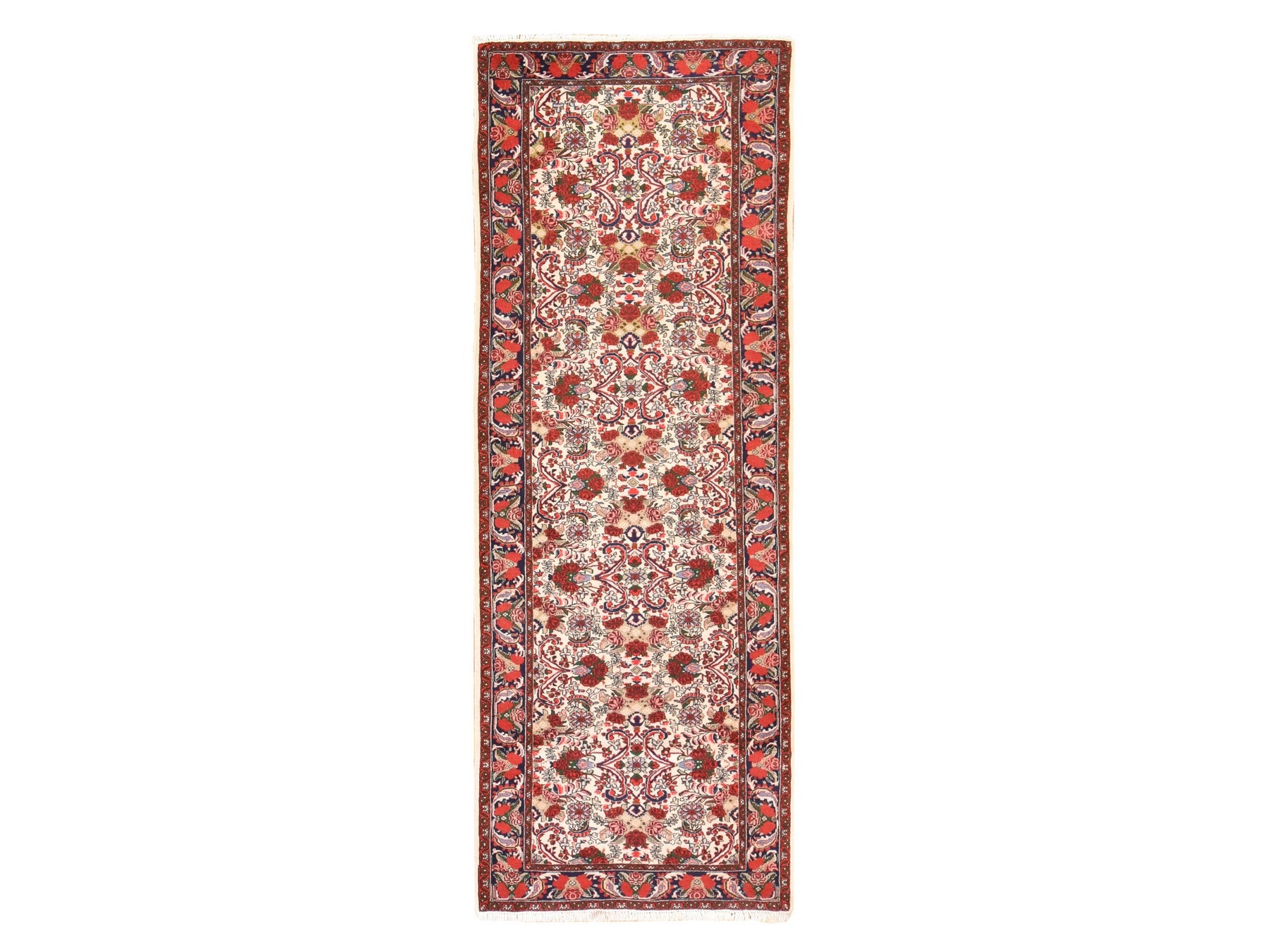 Ivory 3'4" x 9'4" Persian Hand knotted Wool Rug - Sku: O078532