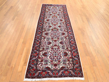 Ivory 3'4" x 9'4" Persian Hand knotted Wool Rug - Sku: O078532
