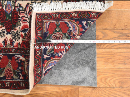 Persian hand-knotted wool runner in Ivory & Red, 3'4" x 9'4" — SKU O078532 (view 6)