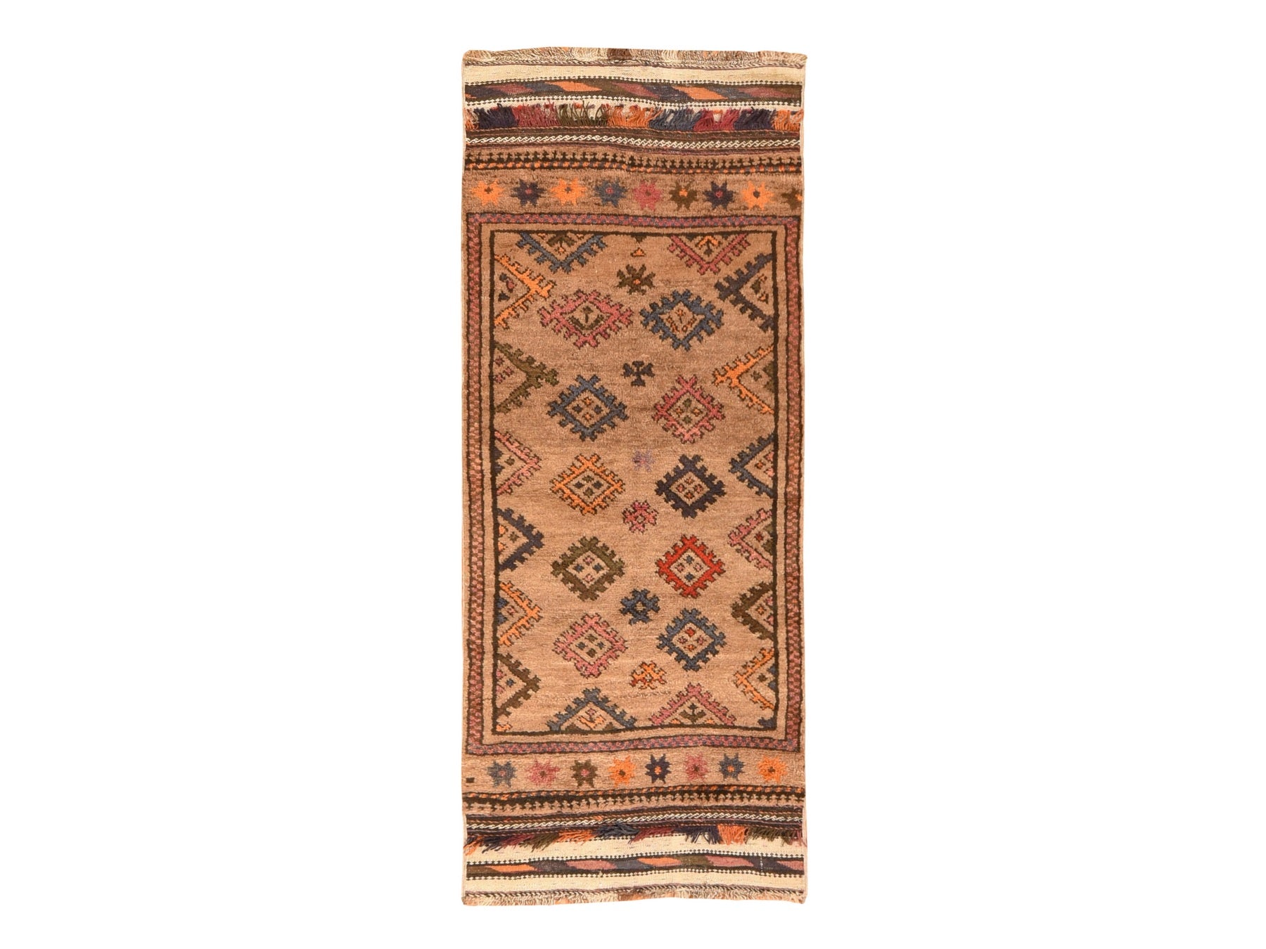 Brown 2'4" x 5'10" Tribal & Geometric Hand knotted Wool Rug - Sku: O078534
