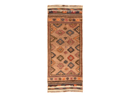 Brown 2'4" x 5'10" Tribal & Geometric Hand knotted Wool Rug - Sku: O078534