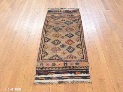 Brown 2'4" x 5'10" Tribal & Geometric Hand knotted Wool Rug - Sku: O078534