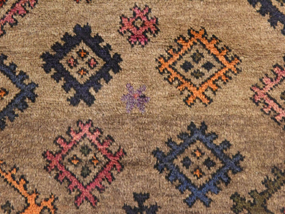 Brown 2'4" x 5'10" Tribal & Geometric Hand knotted Wool Rug - Sku: O078534