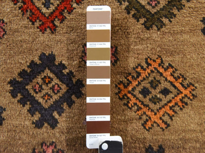 Brown 2'4" x 5'10" Tribal & Geometric Hand knotted Wool Rug - Sku: O078534