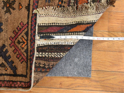 Brown 2'4" x 5'10" Tribal & Geometric Hand knotted Wool Rug - Sku: O078534