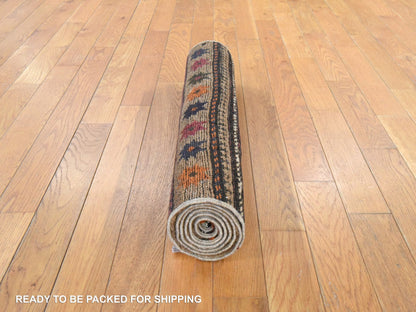 Brown 2'4" x 5'10" Tribal & Geometric Hand knotted Wool Rug - Sku: O078534
