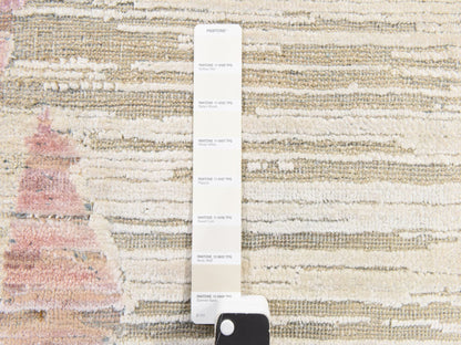 Ivory 9'0" x 12'0" Modern and Contemporary Hand knotted Wool/Silk Rug - Sku: O078537