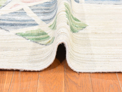 Ivory 9'0" x 12'0" Modern and Contemporary Hand knotted Wool/Silk Rug - Sku: O078537