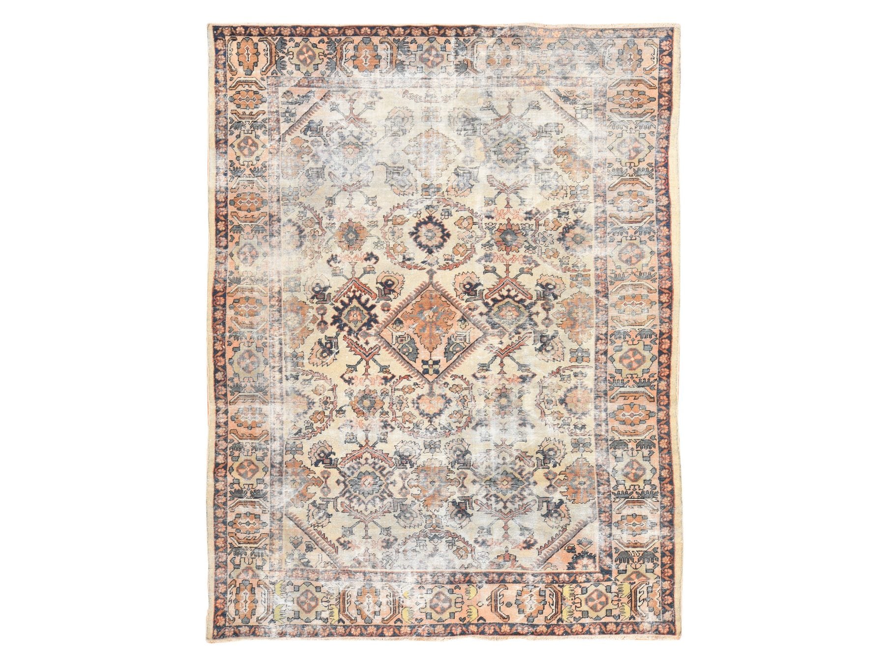 Beige 8'3" x 11'2" Antique Hand knotted Wool Rug - Sku: O078540