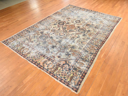 Beige 8'3" x 11'2" Antique Hand knotted Wool Rug - Sku: O078540