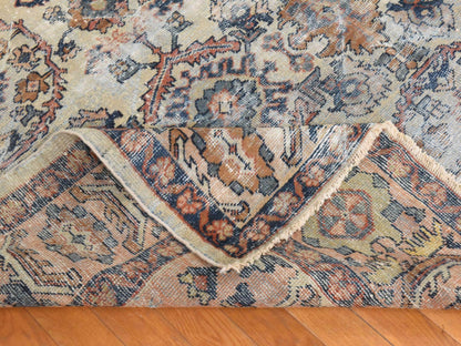 Beige 8'3" x 11'2" Antique Hand knotted Wool Rug - Sku: O078540