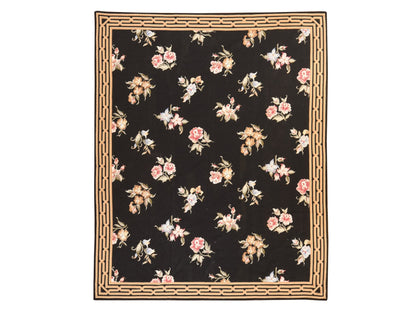 Black 7'8" x 9'5" Flat Weave Hand stitched Wool Rug - Sku: O078541