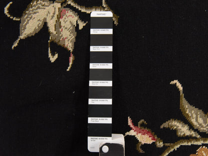Black 7'8" x 9'5" Flat Weave Hand stitched Wool Rug - Sku: O078541