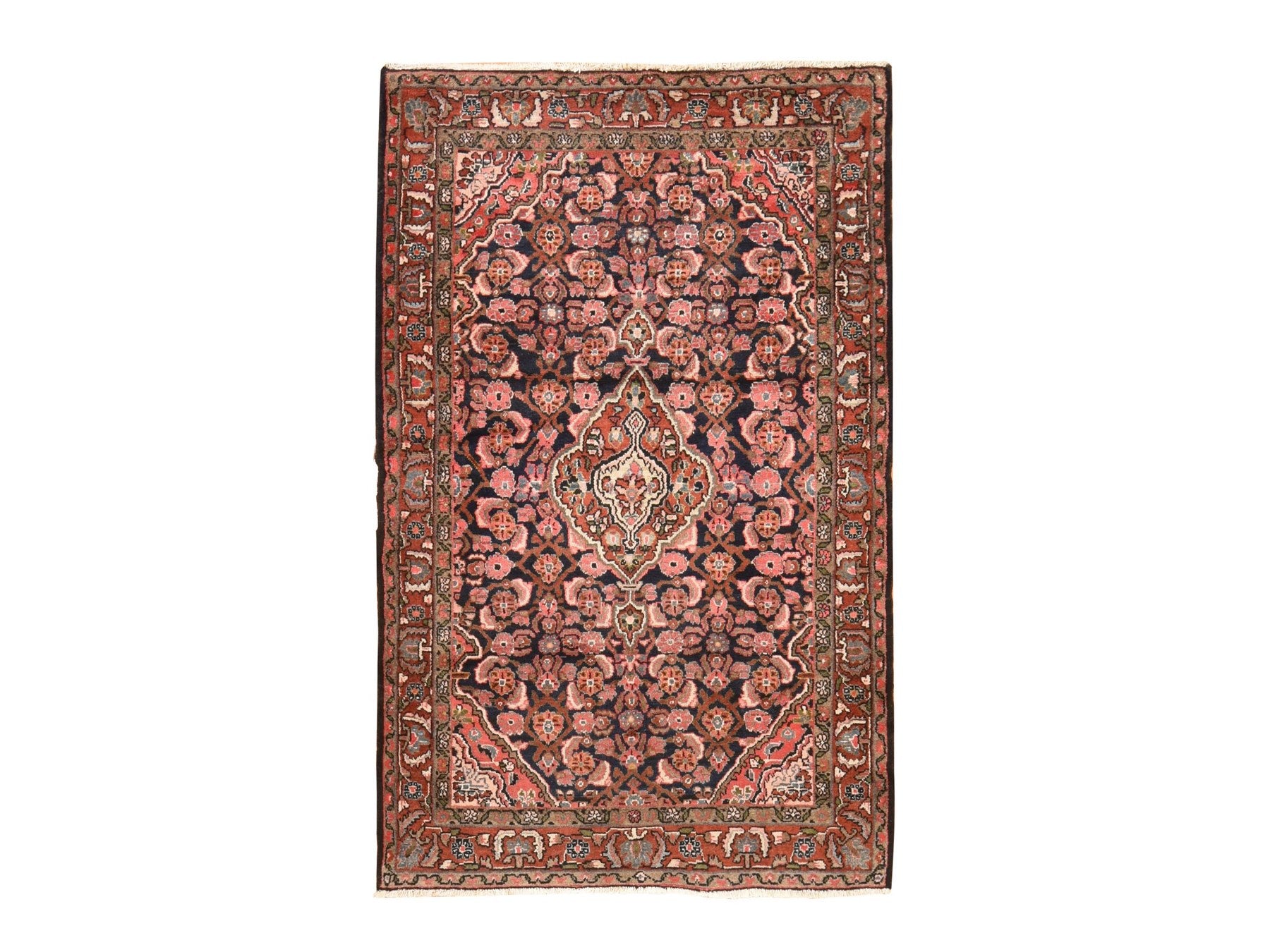 Blue 4'0" x 6'5" Vintage Hand knotted Wool Rug - Sku: O078544