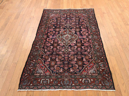 Blue 4'0" x 6'5" Vintage Hand knotted Wool Rug - Sku: O078544
