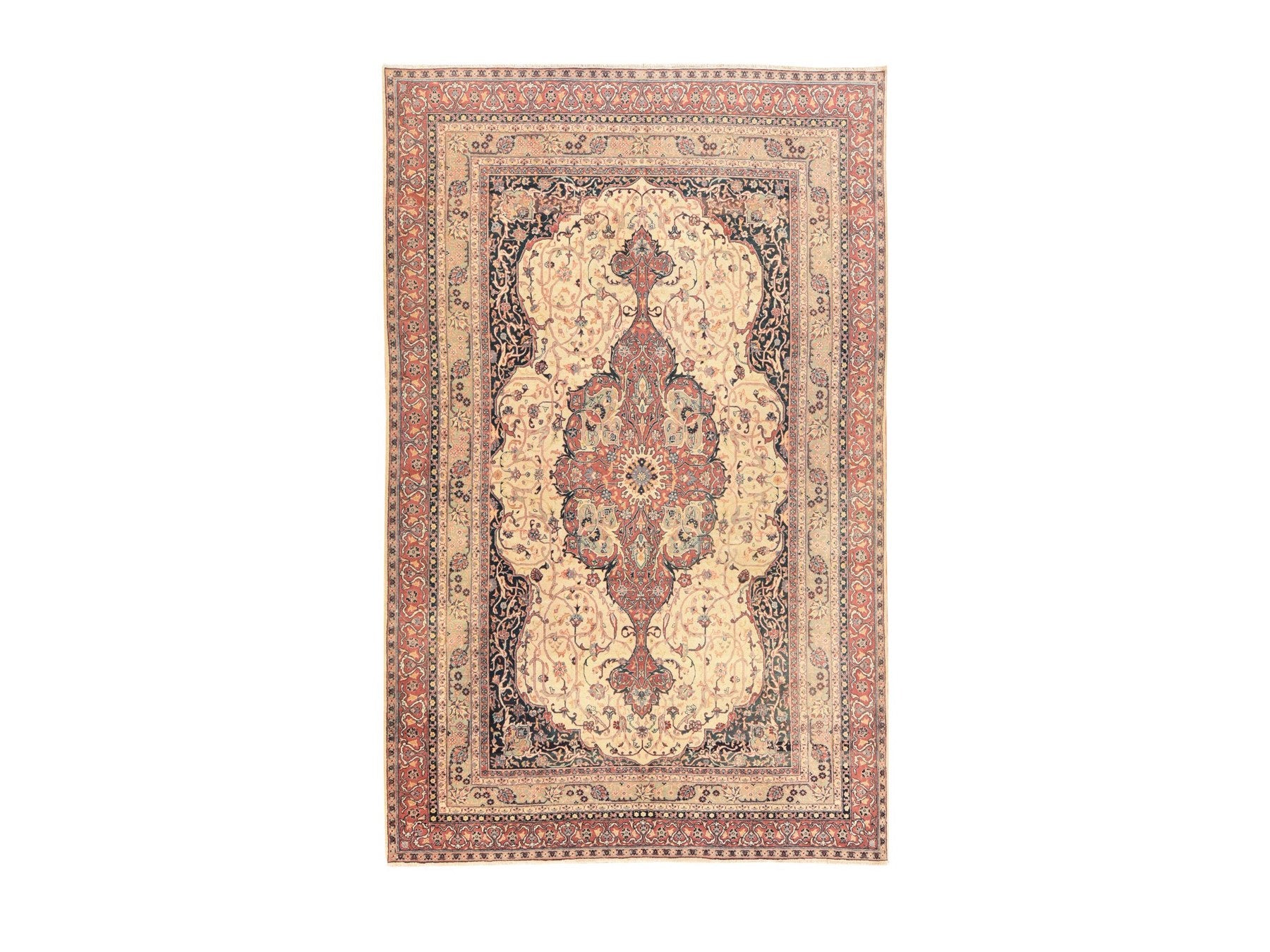 Sivas Vintage hand-knotted wool rug in Ivory & Red, 6'6" x 10'2" — SKU O078546