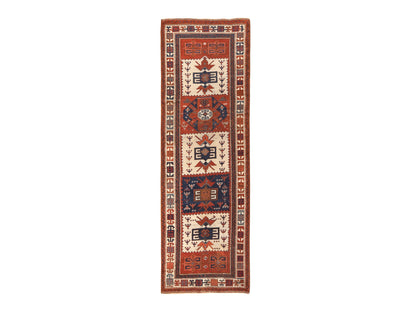 Antique hand-knotted wool runner in Ivory, 3'6" x 12'2" — SKU O078547