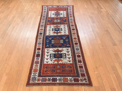 Antique hand-knotted wool runner in Ivory, 3'6" x 12'2" — SKU O078547 (view 3)