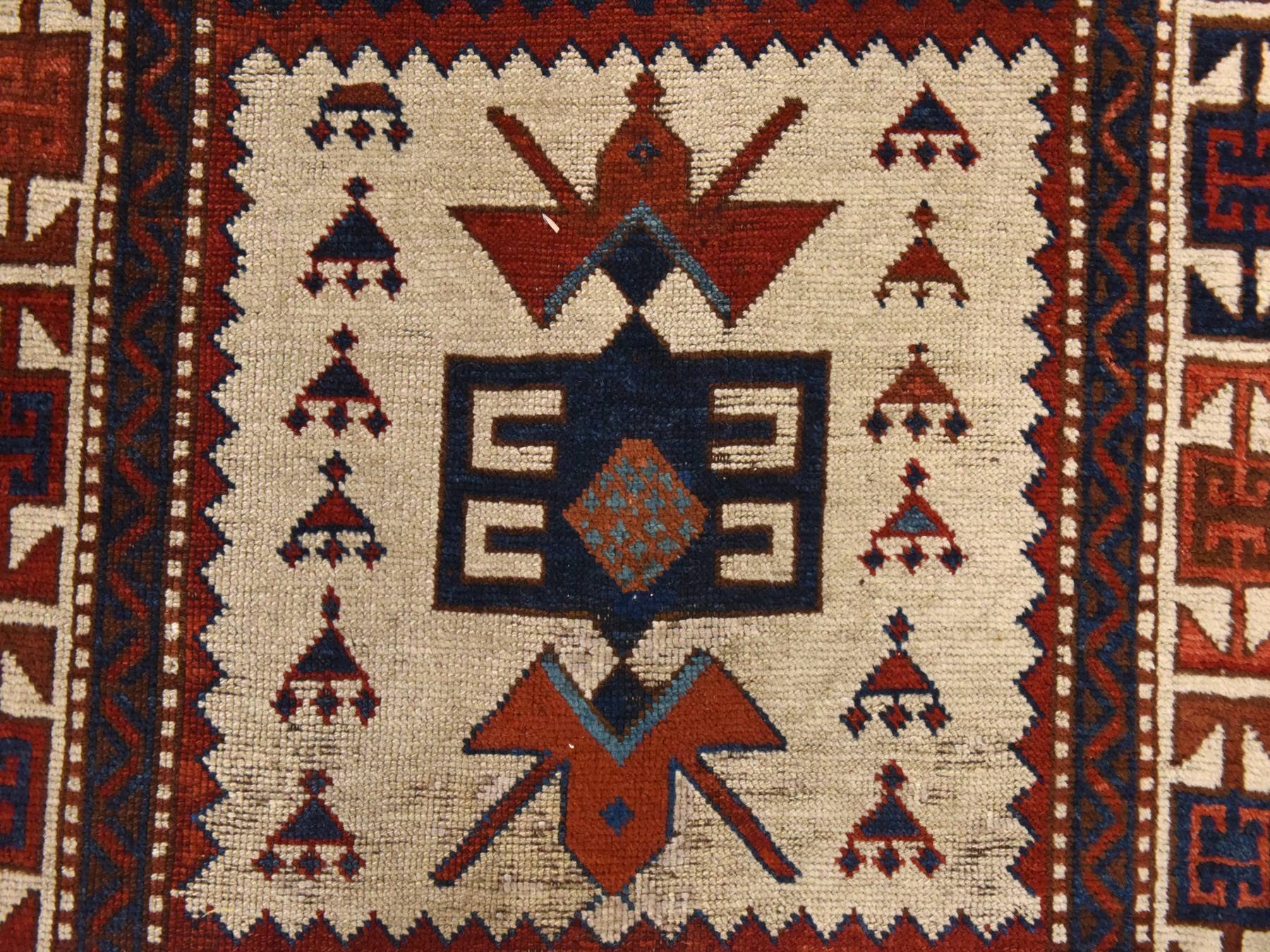 Antique hand-knotted wool runner in Ivory, 3'6" x 12'2" — SKU O078547 (view 6)