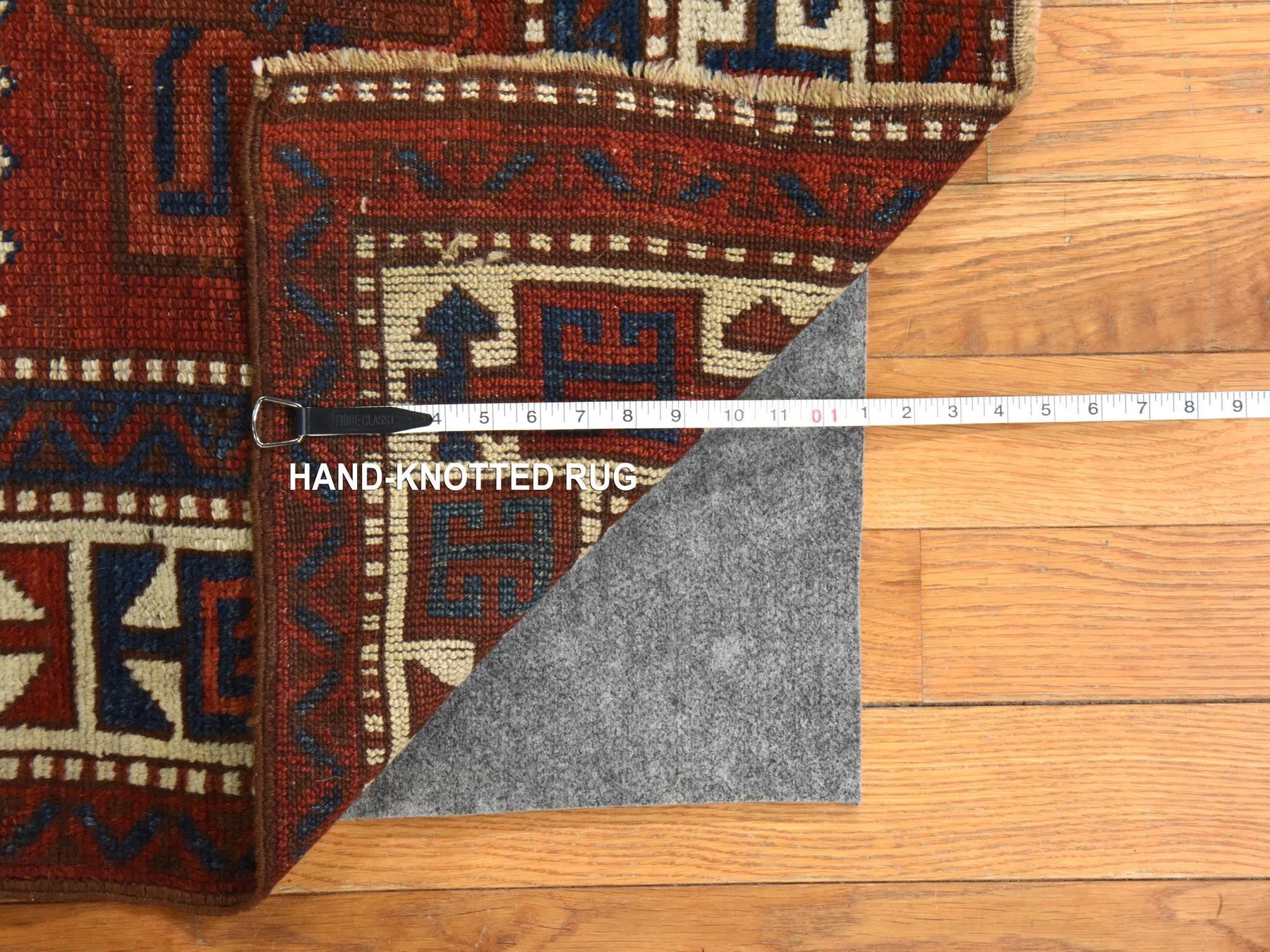 Antique hand-knotted wool runner in Ivory, 3'6" x 12'2" — SKU O078547 (view 8)