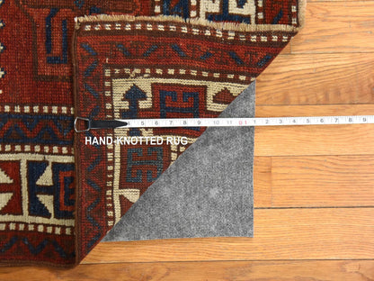 Antique hand-knotted wool runner in Ivory, 3'6" x 12'2" — SKU O078547 (view 8)