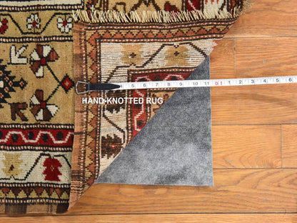 Brown 4'1" x 6'0" Vintage Hand knotted Wool Rug - Sku: O078548