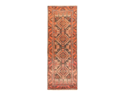 Brown 3'3" x 9'6" Antique Hand knotted Wool Rug - Sku: O078549