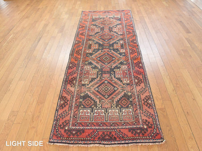 Brown 3'3" x 9'6" Antique Hand knotted Wool Rug - Sku: O078549