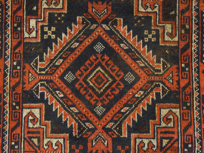 Brown 3'3" x 9'6" Antique Hand knotted Wool Rug - Sku: O078549