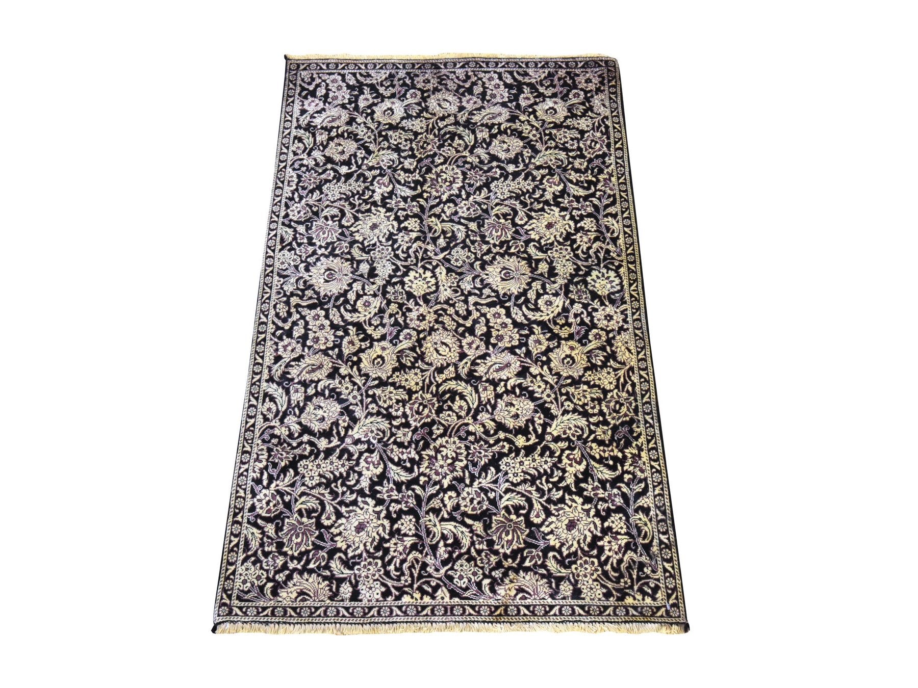 Black 2'0" x 3'4" Silk Hand knotted Silk Rug - Sku: O078553