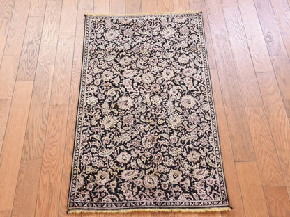 Black 2'0" x 3'4" Silk Hand knotted Silk Rug - Sku: O078553