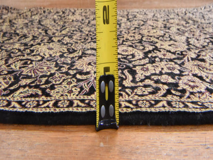 Black 2'0" x 3'4" Silk Hand knotted Silk Rug - Sku: O078553