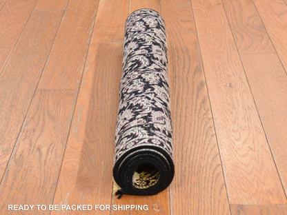 Black 2'0" x 3'4" Silk Hand knotted Silk Rug - Sku: O078553