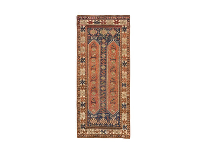Blue 4'1" x 9'3" Antique Hand knotted Wool Rug - Sku: O078555