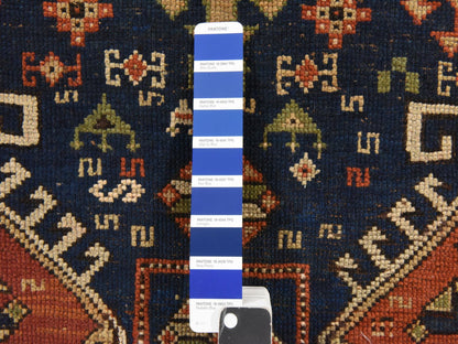 Blue 4'1" x 9'3" Antique Hand knotted Wool Rug - Sku: O078555