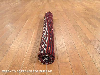 Kilim Flat-Weave hand-knotted wool rug in Red, 3'5" x 6'5" — SKU O078556 (view 7)