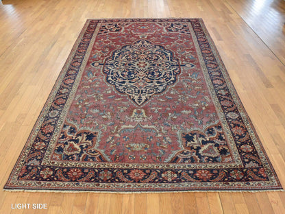 Red 6'7" x 10'2" Antique Hand knotted Wool Rug - Sku: O078557