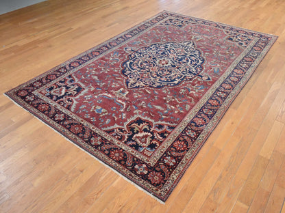 Red 6'7" x 10'2" Antique Hand knotted Wool Rug - Sku: O078557