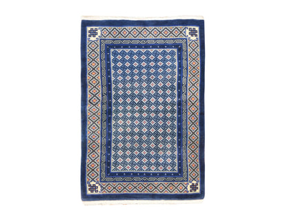 Blue 3'10" x 6'2" Fine Oriental Hand knotted Wool Rug - Sku: O078562
