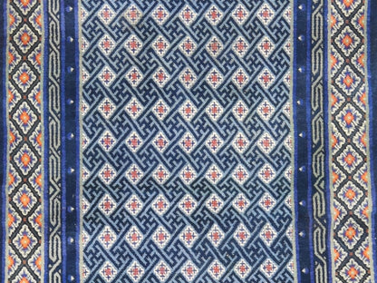 Blue 3'10" x 6'2" Fine Oriental Hand knotted Wool Rug - Sku: O078562