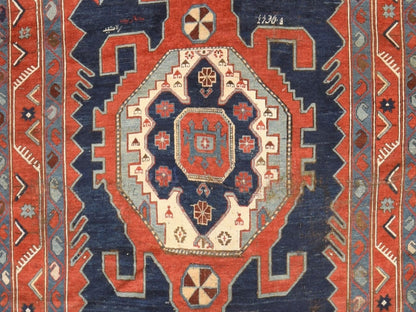 Kazak Antique hand-knotted wool rug in Red, 5'1" x 8'7" — SKU O078563 (view 3)