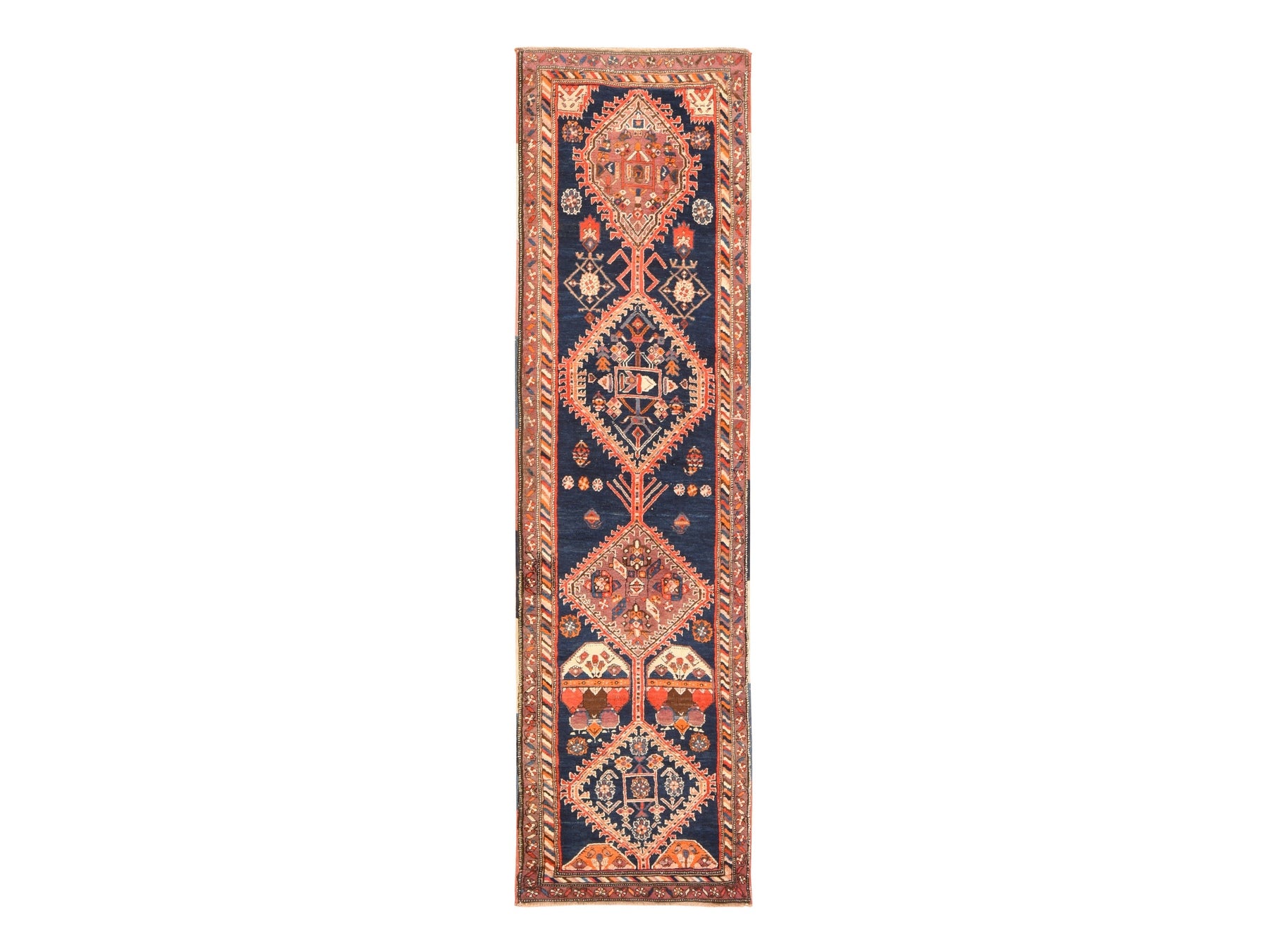 Blue 2'3" x 8'6" Antique Hand knotted Wool Rug - Sku: O078564