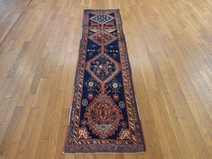 Blue 2'3" x 8'6" Antique Hand knotted Wool Rug - Sku: O078564