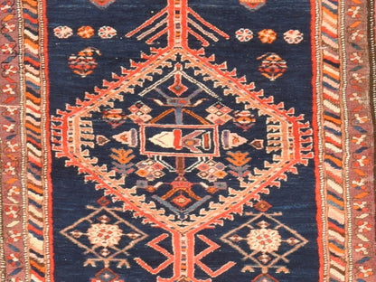 Blue 2'3" x 8'6" Antique Hand knotted Wool Rug - Sku: O078564