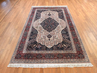 Blue 5'8" x 8'9" Fine Oriental Hand knotted Wool Rug - Sku: O078565