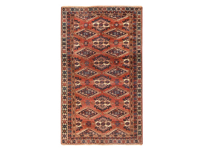 Tekke Antique hand-knotted wool rug in Red & Ivory, 4'5" x 7'6" — SKU O078566