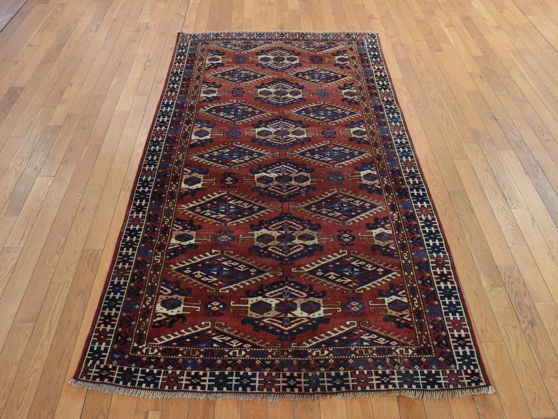 Tekke Antique hand-knotted wool rug in Red & Ivory, 4'5" x 7'6" — SKU O078566 (view 2)